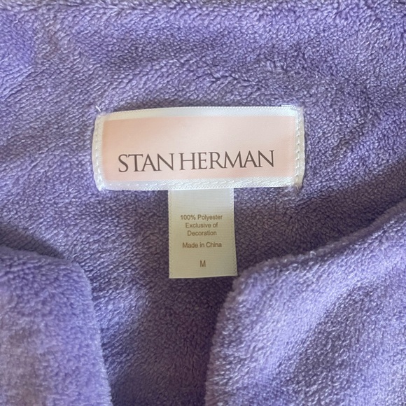 New Stan Herman Purple Zip Up Short Sleeve Robe Gown With Pockets M - Picture 3 of 14